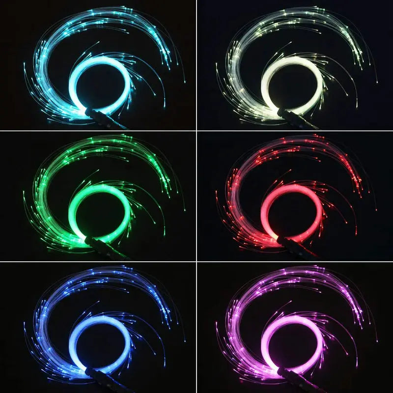 Battery Operated LED Fiber Optic Whip 360 Degree Pixel Light-up Flow Toy Rave Dance Party Lighting Show Rechargeable Music Festival black new
