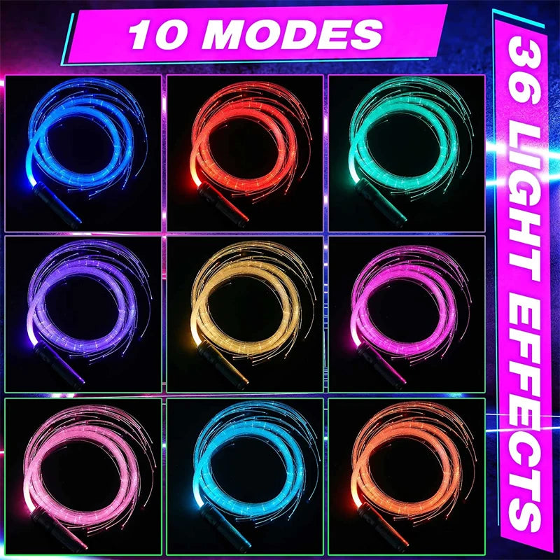 Led Dancing Fiber Optics Whip 360°Swivel Colorful Glowing Pixel Whip 36modes Rechargeable Light Whip Disco Light Party Festival